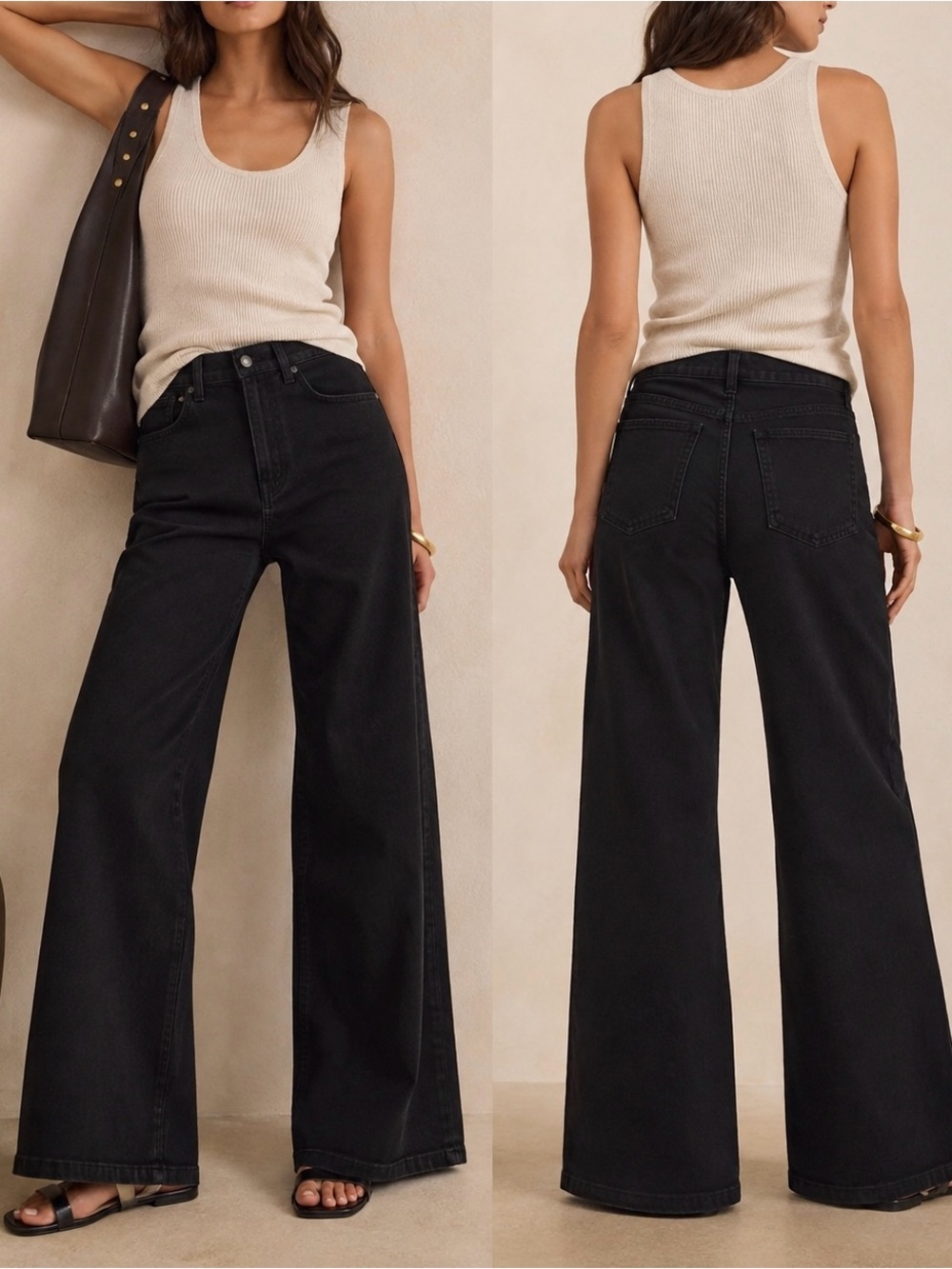 ÉTICA Romi French Wide Leg Jeans Onyx Black NWT Size 31 $248